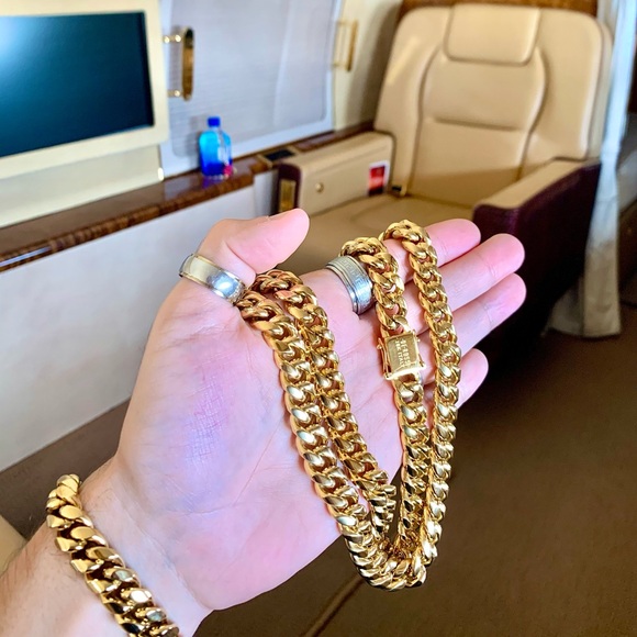 DE ROSSI CUBAN LINK 18K GOLD NEW CHAIN MADE IN ITALY *****LIFETIME WARRANTY*****